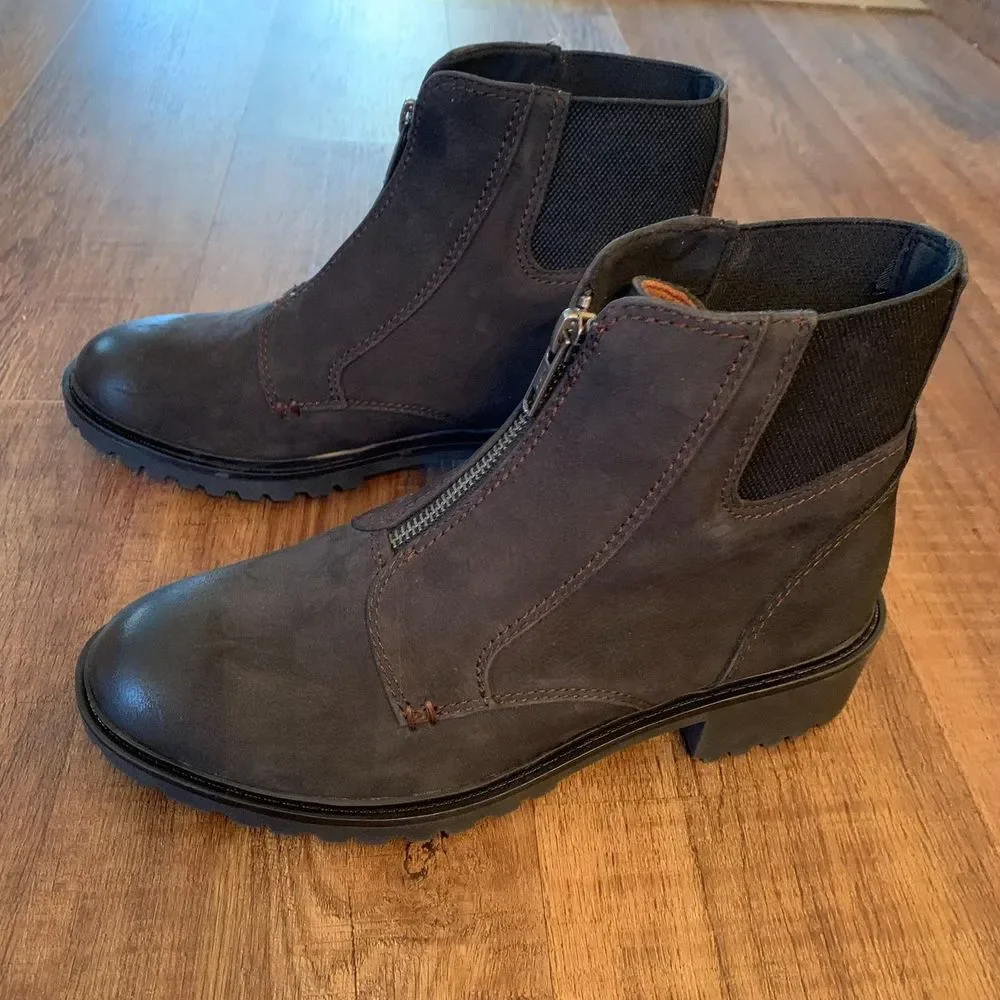 Cobb Hill‎ Women's Nubuck Leather Center Zip Ankle Waterproof Boots Size 6